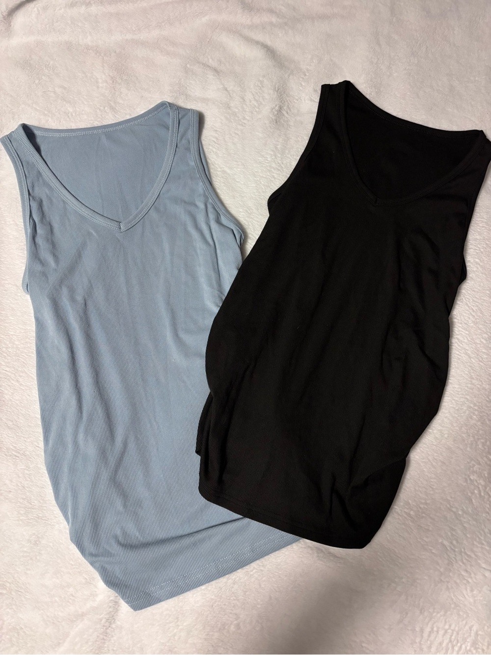 SHEIN Light Blue & Black V-Neck Tank Tops - 2 Pack